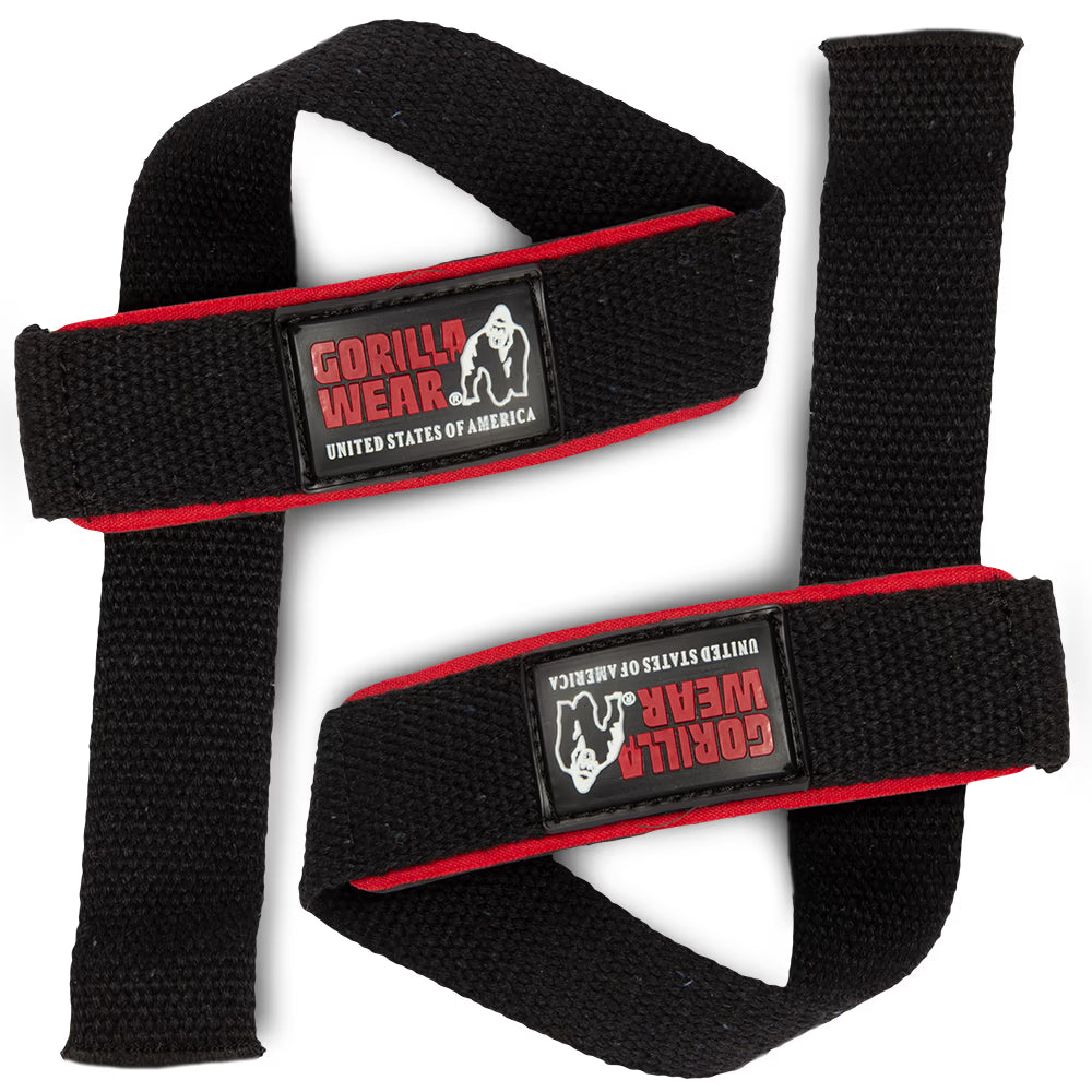 Gorilla Wear Padded Lifting Straps - Schwarz/Rot