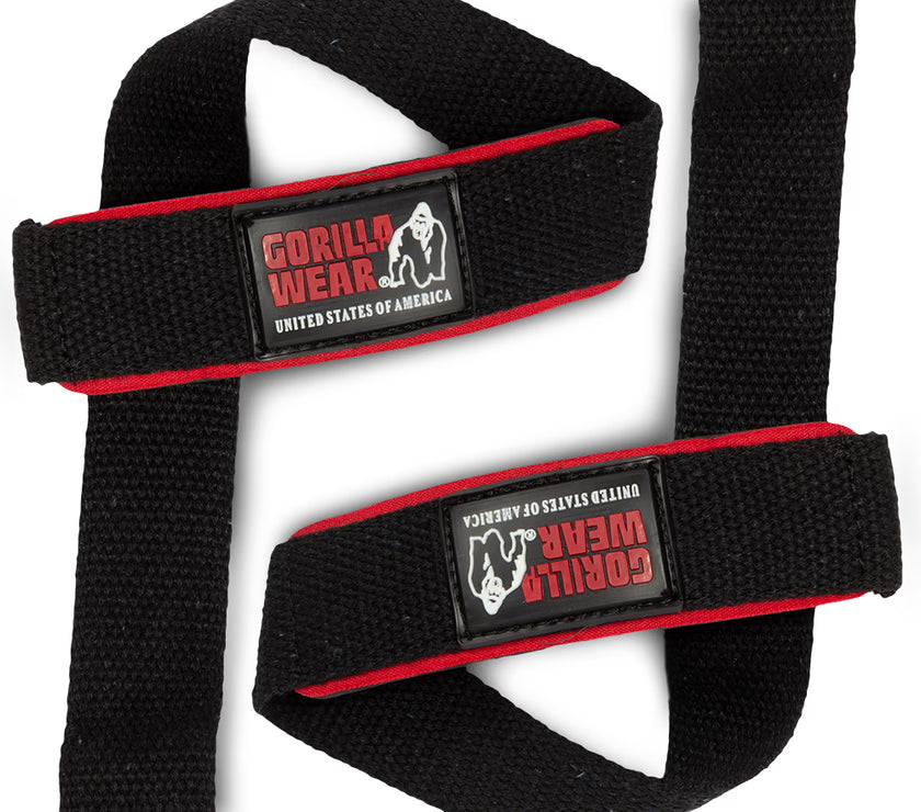 Gorilla Wear Padded Lifting Straps - Schwarz/Rot
