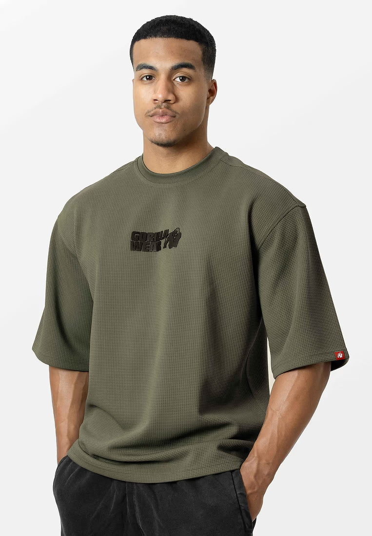 Gorilla Wear Idaho Oversized Waffle T-Shirt - Armee Grün