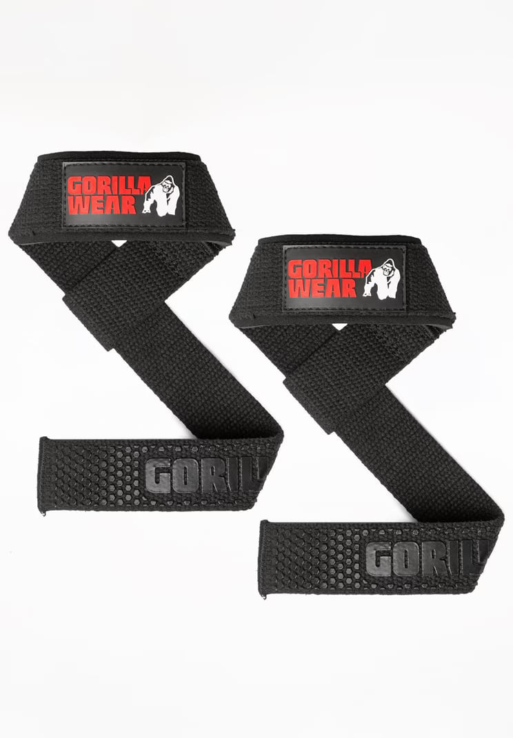 Gorilla Wear Padded Silicone Lifting Straps - Schwarz