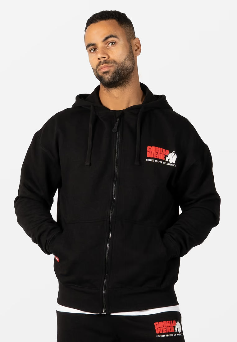 Gorilla Wear Classic Oversized Zipped Hoodie - Schwarz