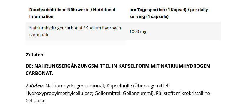Inlead Natron Sodium Hydrogen Carbonate - 120 Kapseln