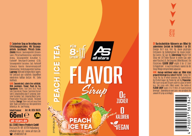 All Stars Flavor Sirup Peach Ice Tea - 65ml