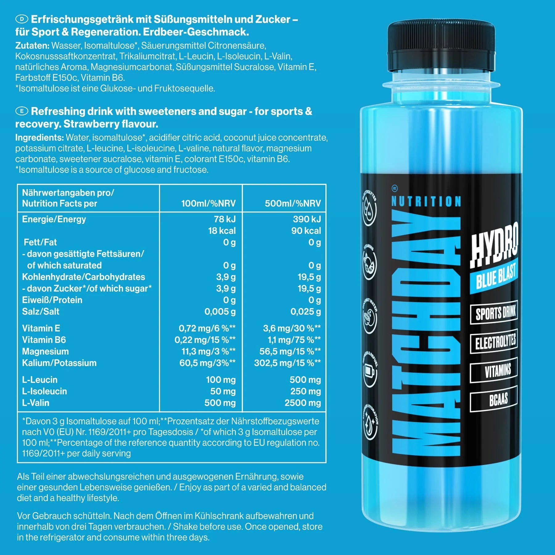 Matchday Nutrition Hydro Sports Drink - 500ml