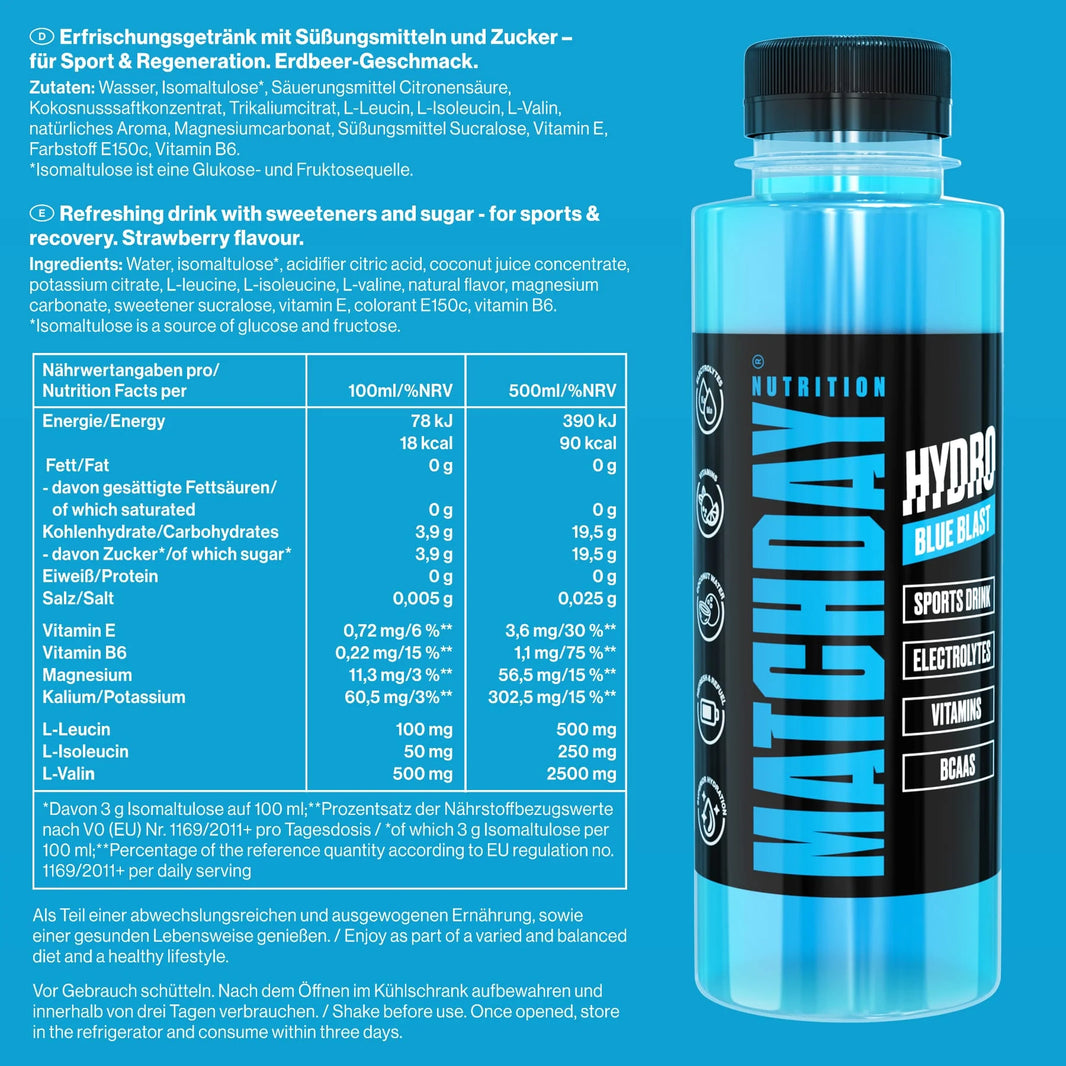 Matchday Nutrition Hydro Sports Drink - 500ml