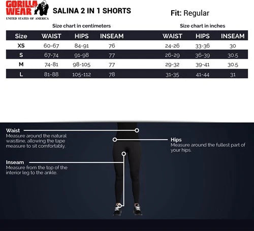 Gorilla Wear Salina 2- IN 1 Shorts - Schwarz