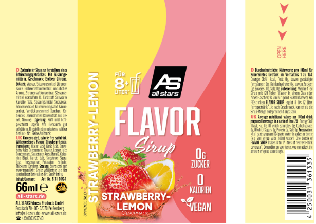 All Stars Flavor Sirup Strawberry Lemonade - 65ml