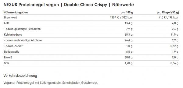 Nexus Vegan Protein Bar - Double Choco Crisp