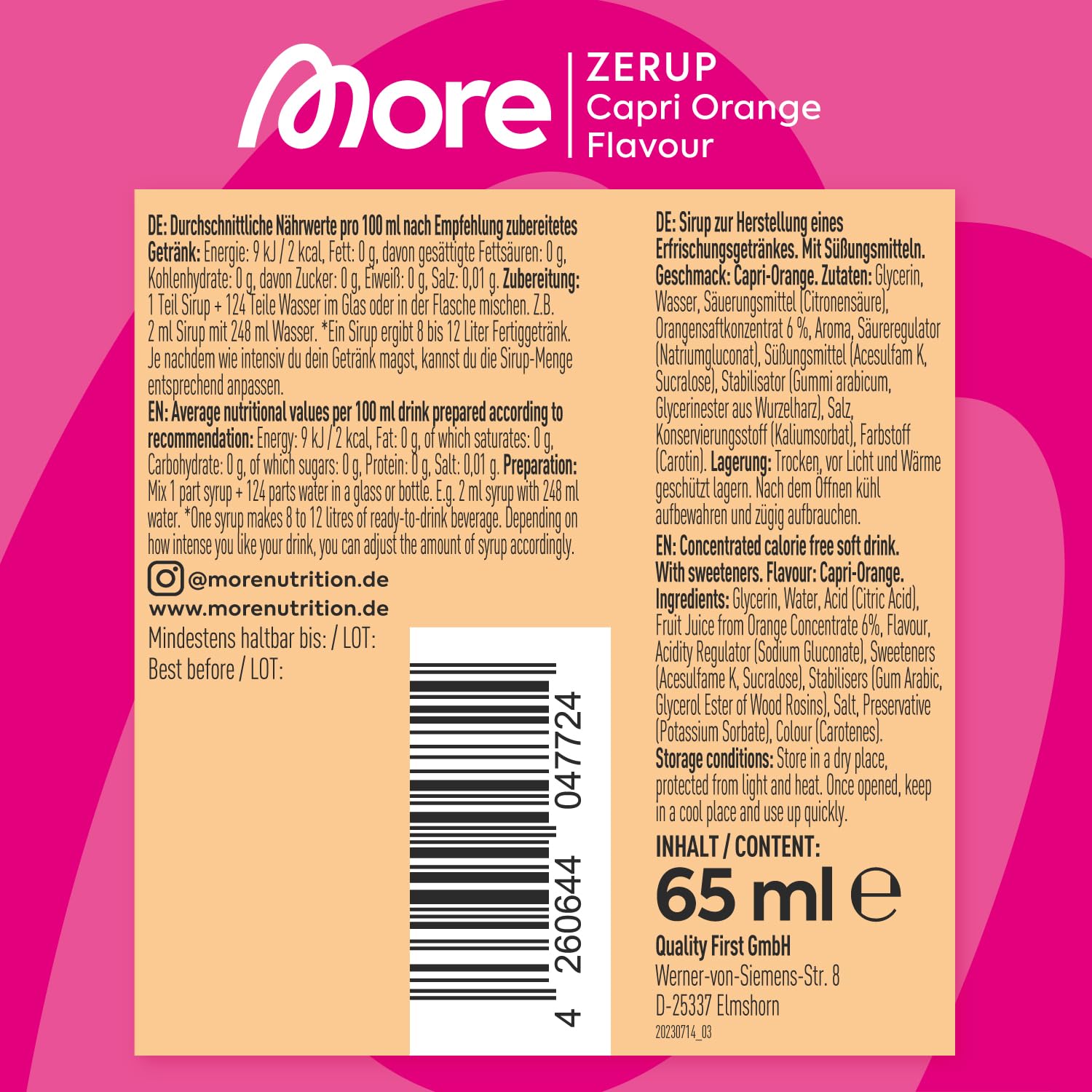 More Zerup Capri Orange 65ml