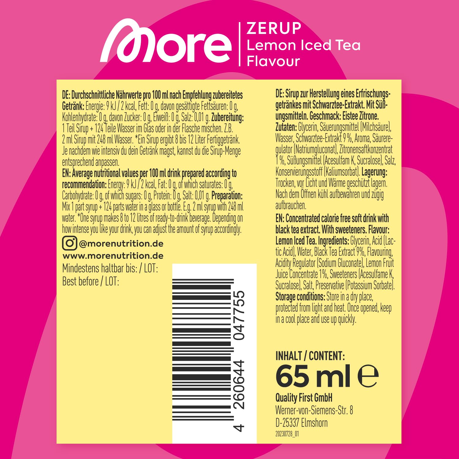 More Zerup Lemon Ice Tea 65ml
