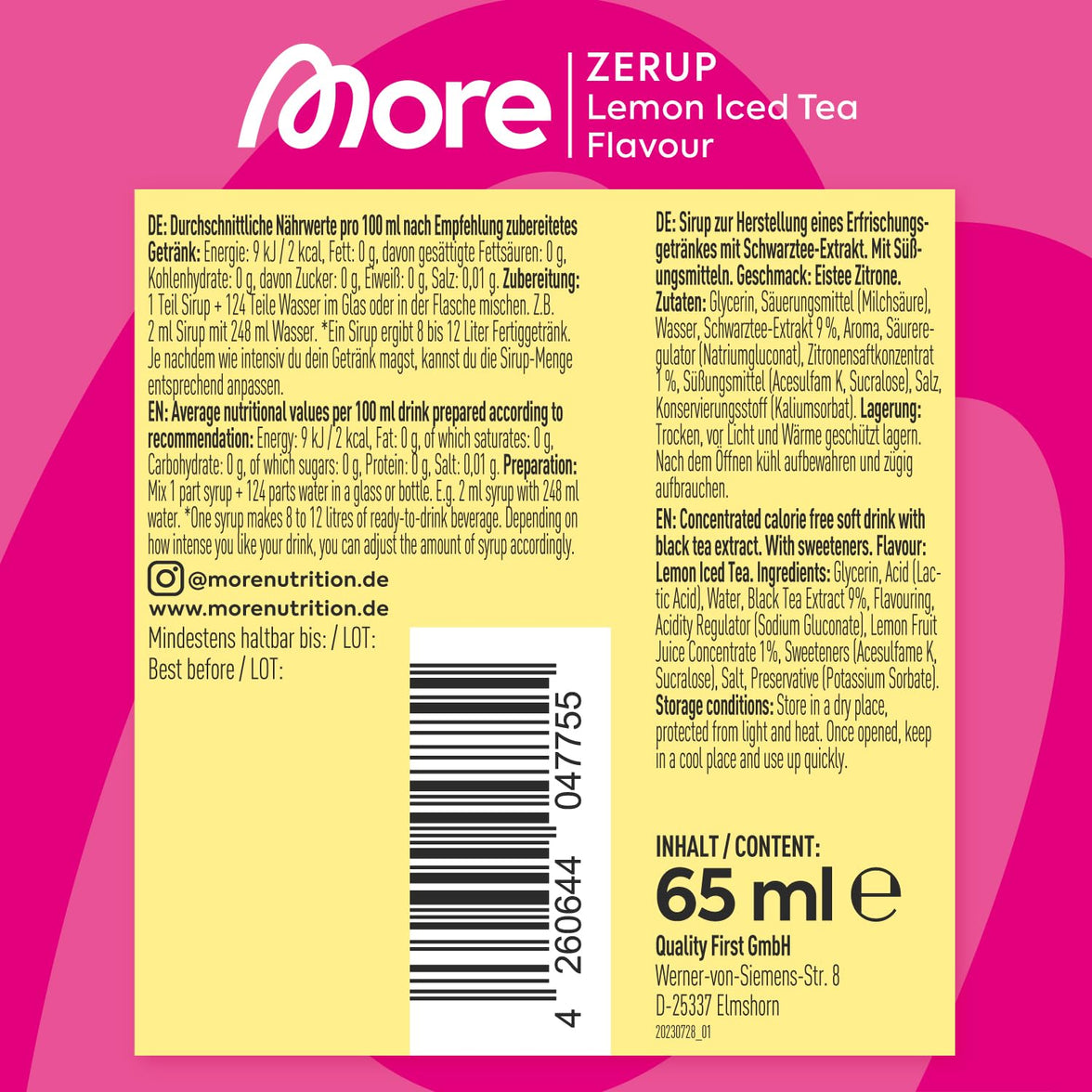 More Zerup Lemon Ice Tea 65ml