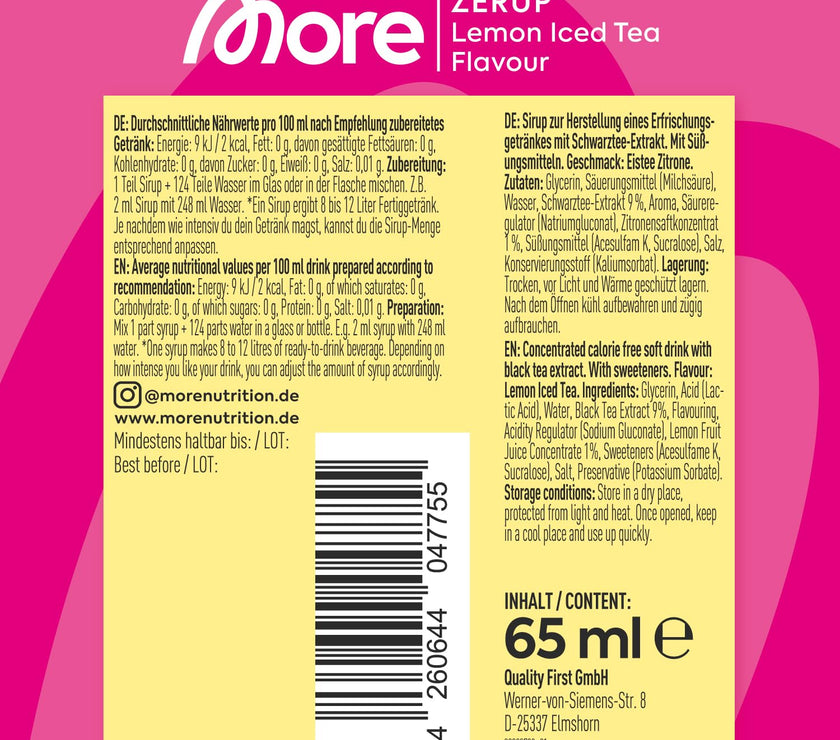 More Zerup Lemon Ice Tea 65ml