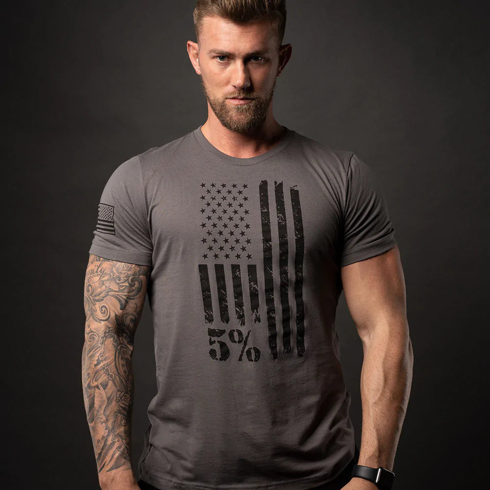 5% Nutrition American Flag T-Shirt - Grau