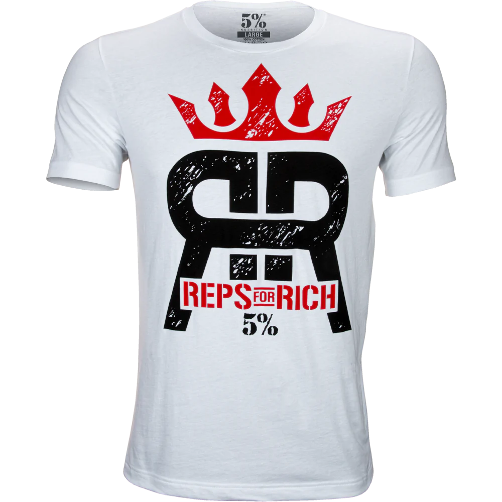5% Nutrition Reps for Rich T-Shirt - Weiss/Schwarz/Rot