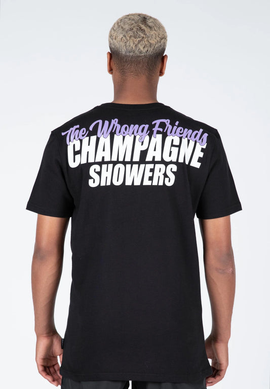 Wrong Friends Champagne Showers T-Shirt-Schwarz