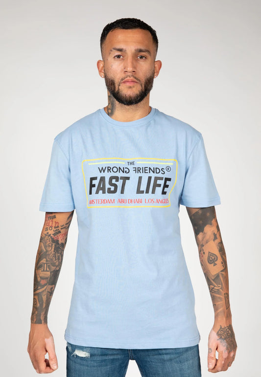 Wrong Friends Fast Life T-Shirt - Hellblau