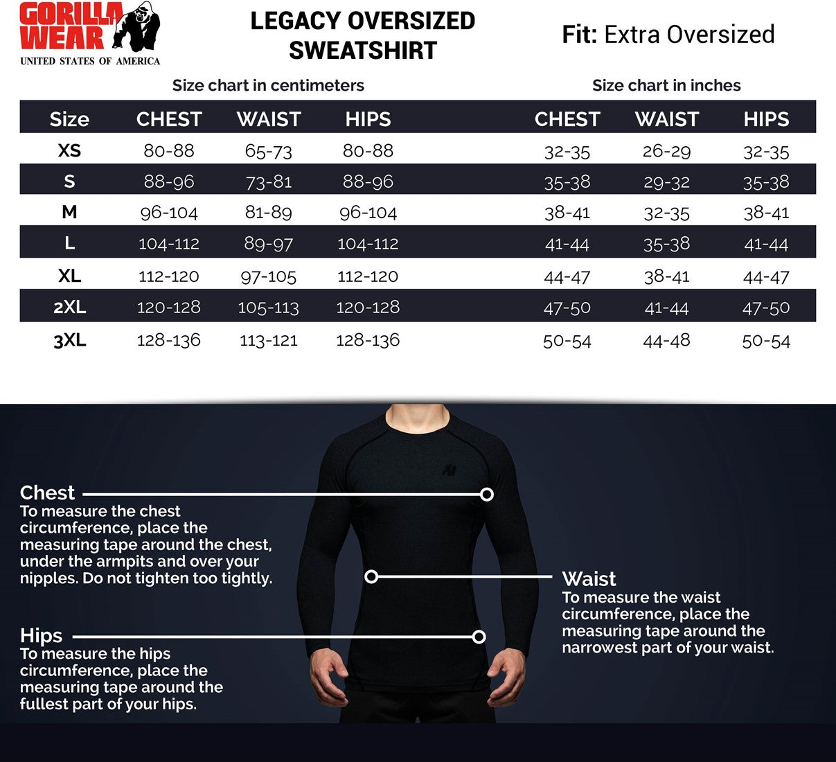 Gorilla Wear Legacy Oversized Sweatshirt - Weiss/Schwarz