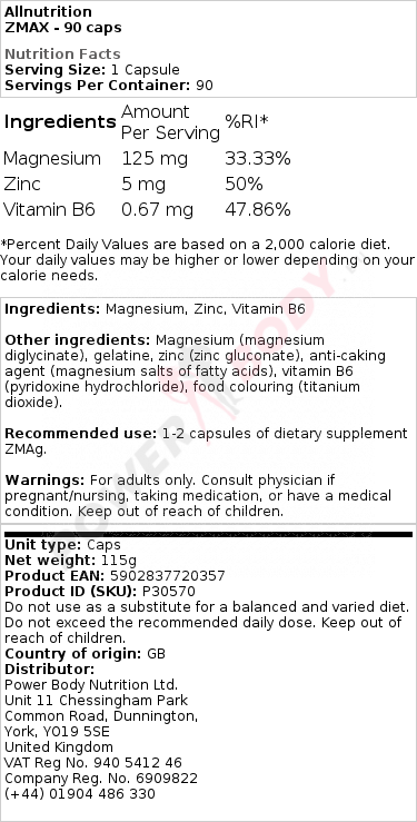 All Nutrition ZMAX - 90 Kapseln