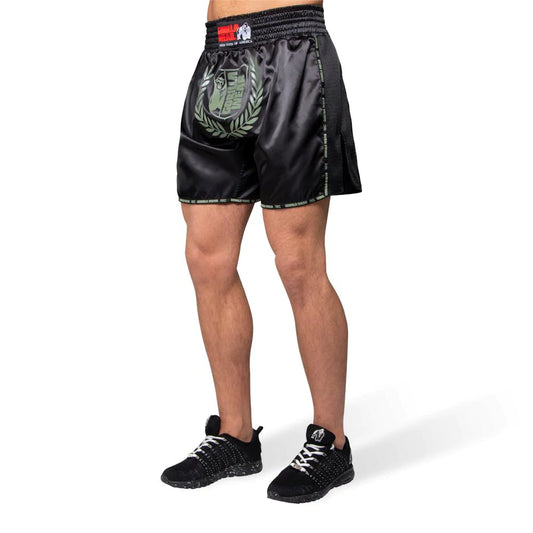 Gorilla Wear Murdo Muay Thai / Kickboxing Shorts - Schwarz/Armee Grün
