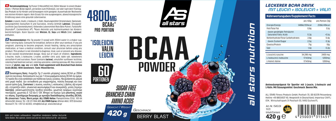 All Stars BCAA Pulver 500g