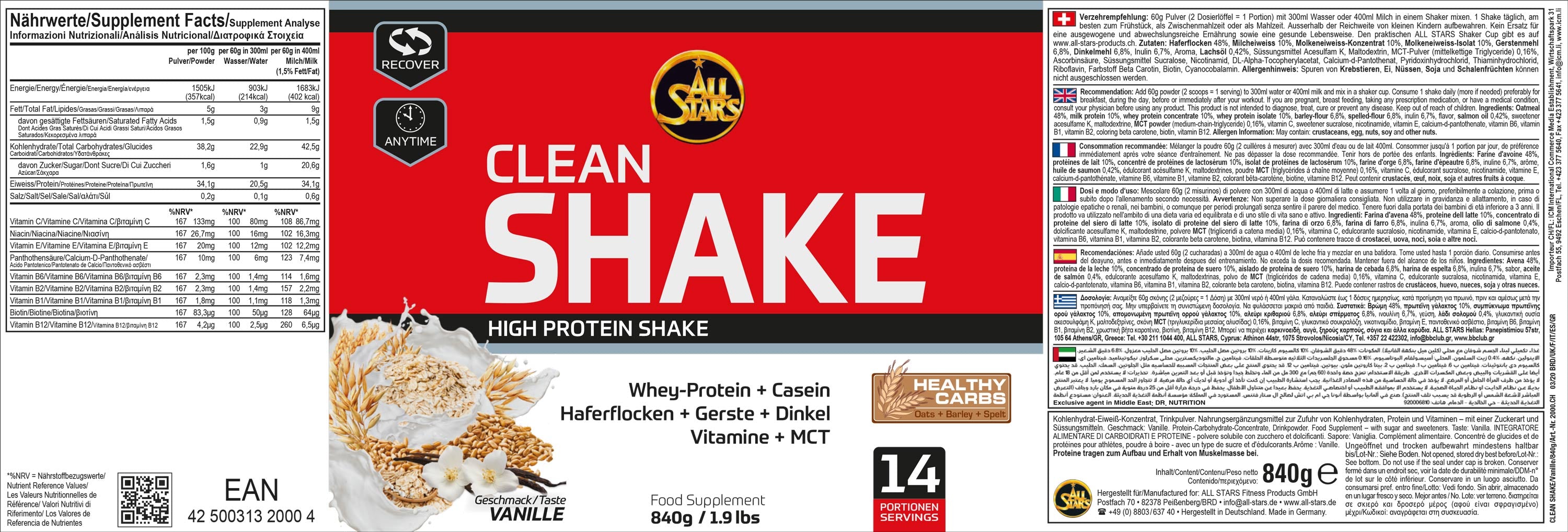 All Stars Clean Shake 840g