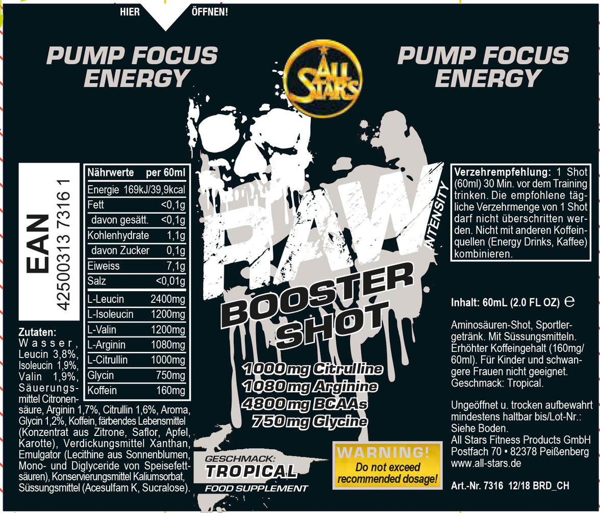 All Stars Raw Intensity Shot Booster - 16x60ml