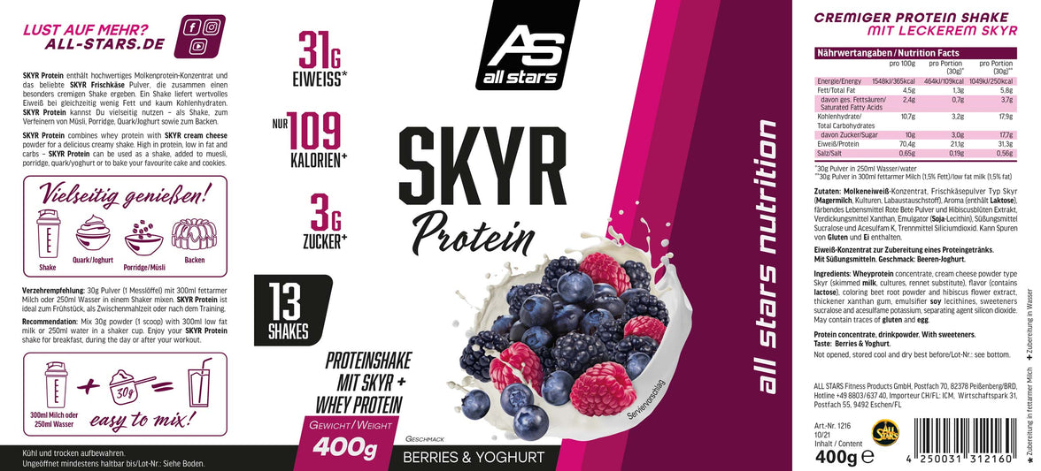 All Stars Skyr Protein 400g