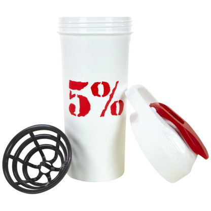 5% Nutrition 20oz Shaker Cup with Flip Top - Weiss/Rot