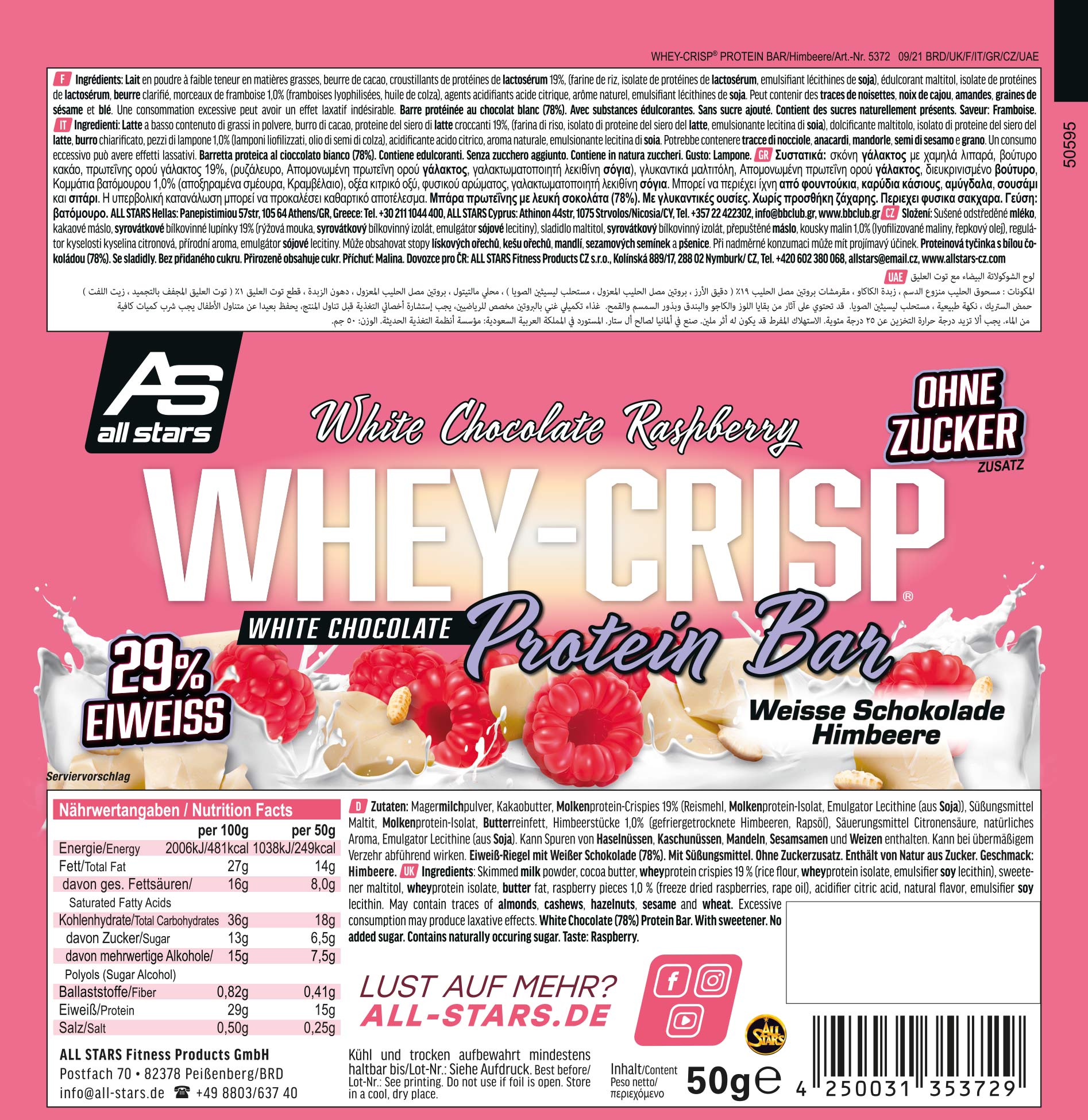 All Stars Whey Crisp Proteinriegel 1x50g