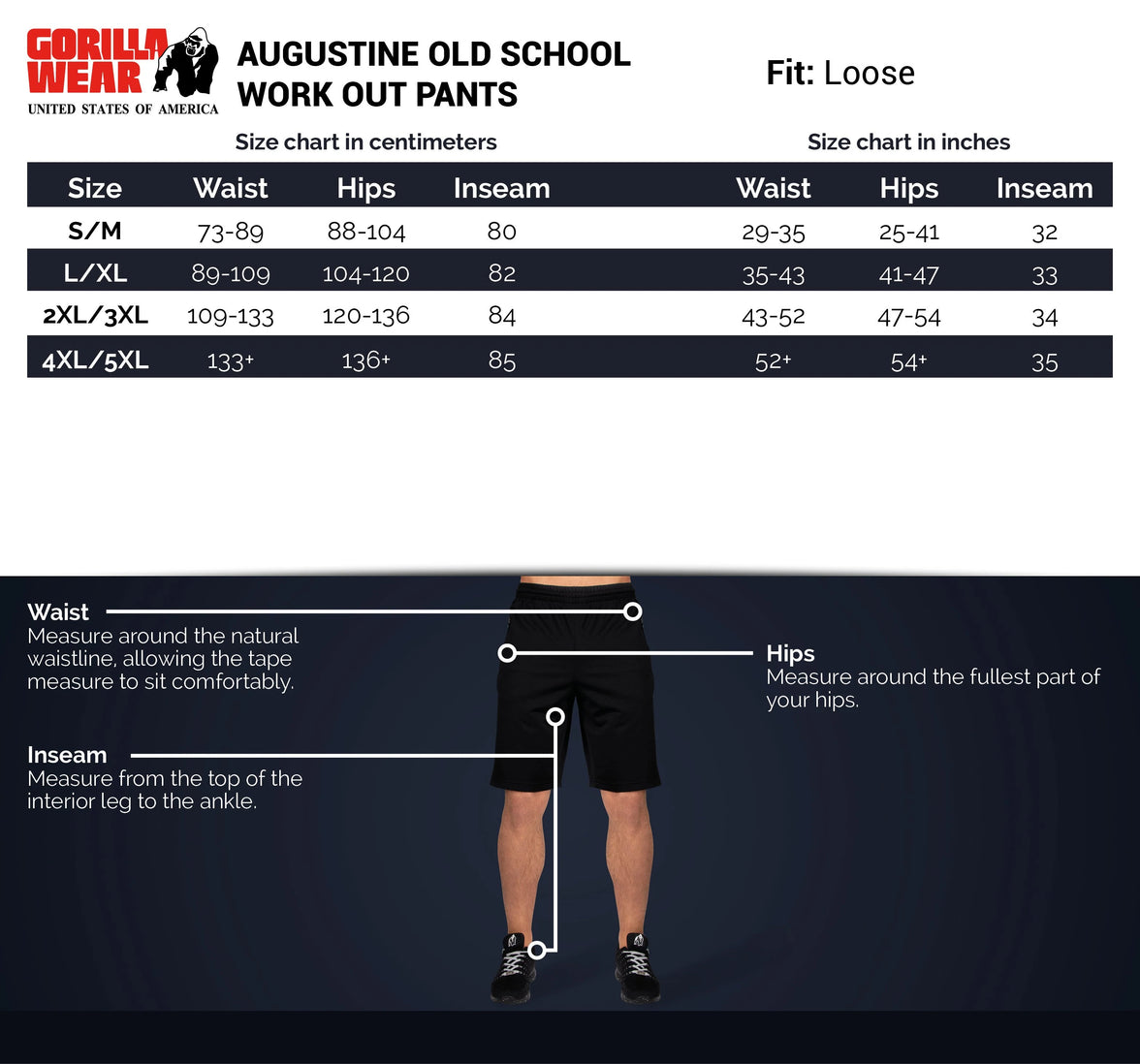 Gorilla Wear Augustine Old School Pants - Schwarz/Weiss