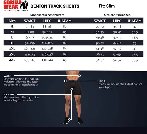 Gorilla Wear Benton Track Shorts - Schwarz
