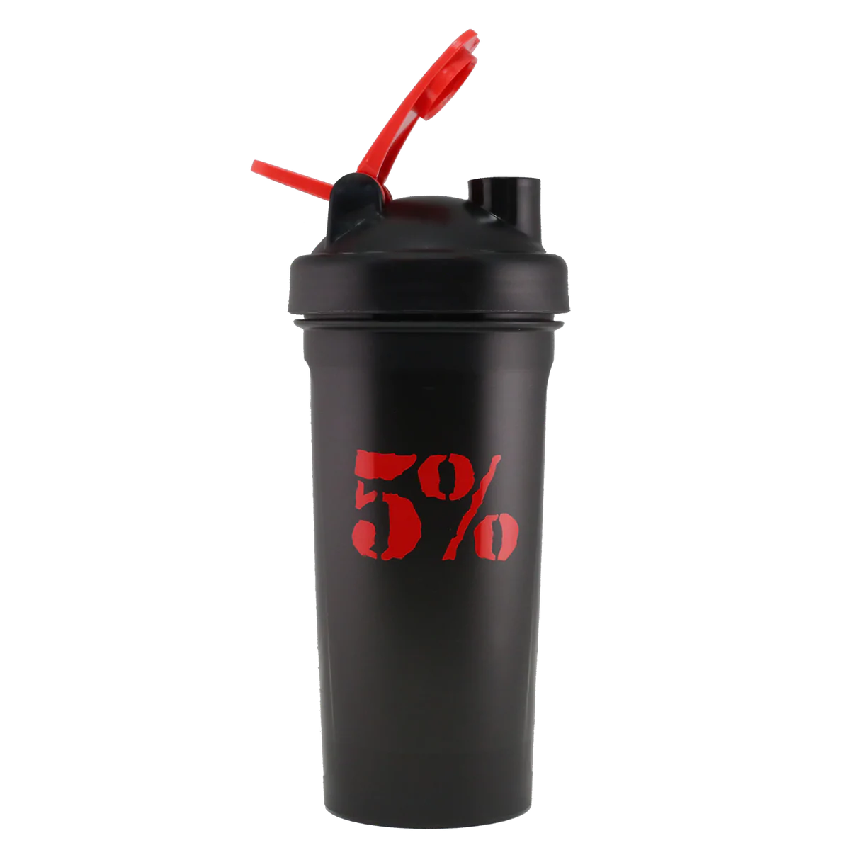 5% Nutrition 20oz Shaker Cup with Flip Top - Schwarz/Rot