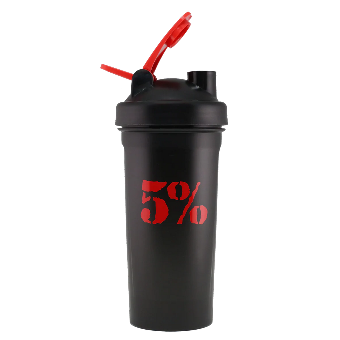 5% Nutrition 20oz Shaker Cup with Flip Top - Schwarz/Rot