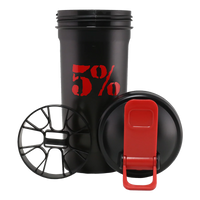 5% Nutrition 20oz Shaker Cup with Flip Top - Schwarz/Rot