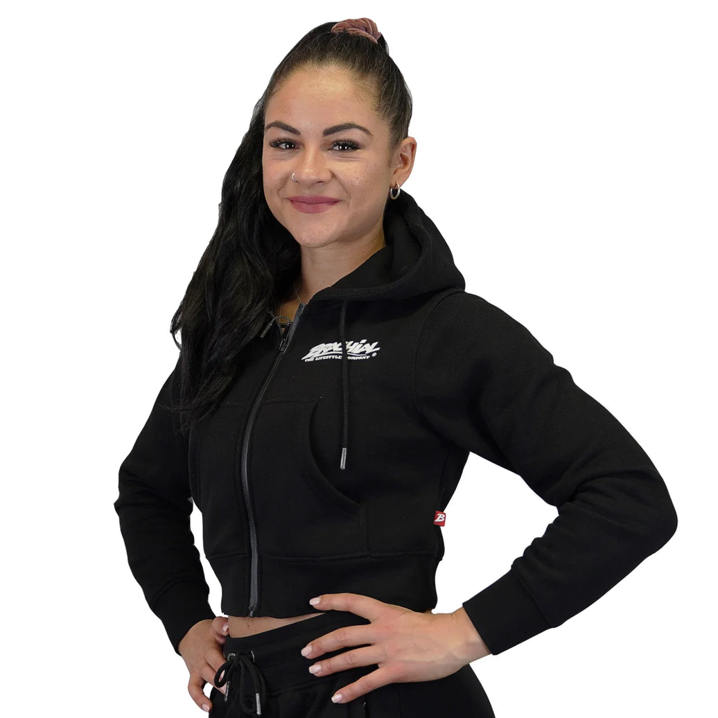 Brachial Cropped Zip Hoody Breezy - Schwarz
