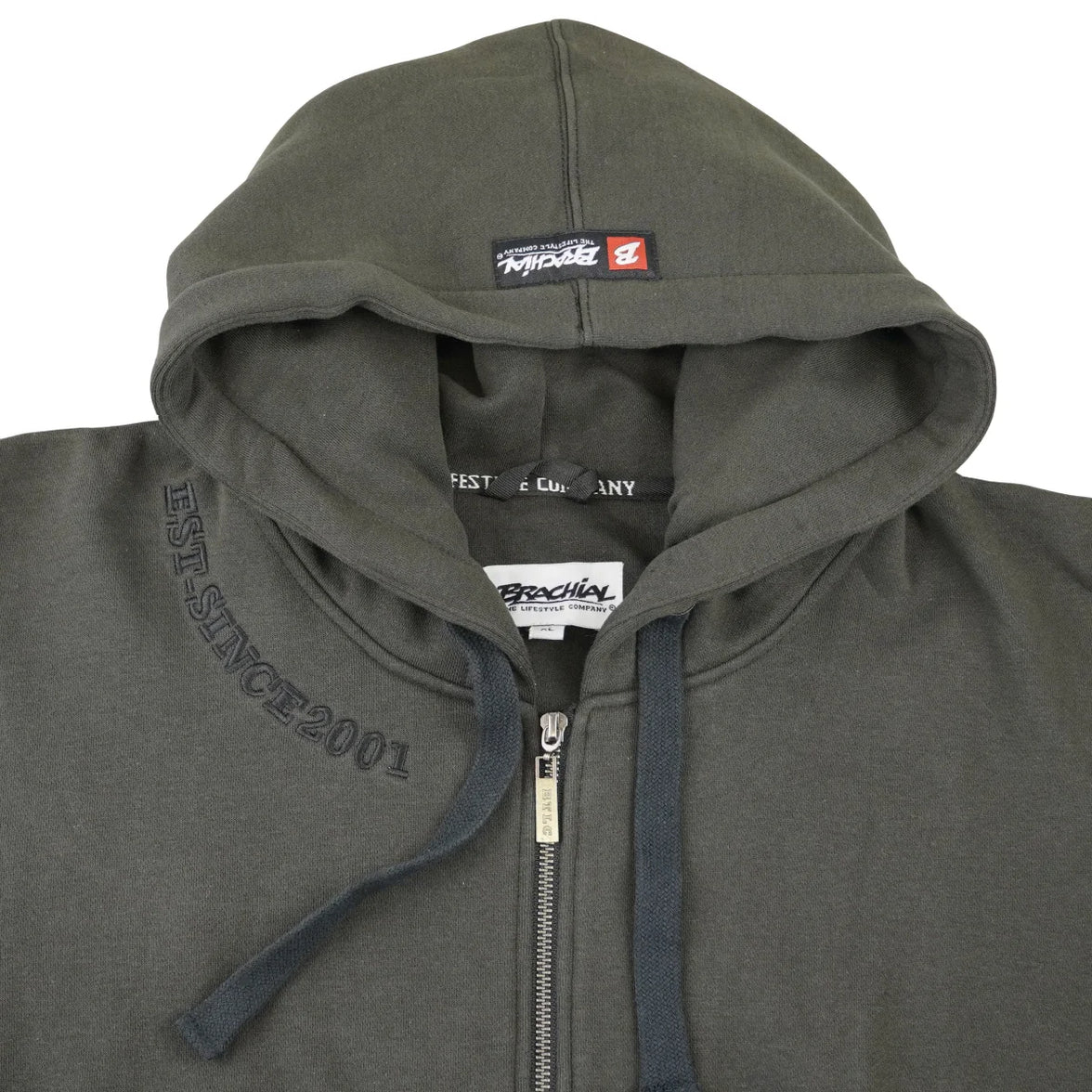 Brachial Zip Hoody Gym - Mocca/Schwarz