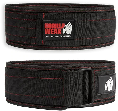 Gorilla Wear 4 Inch Nylon Lifting Belt - Schwarz/Rot