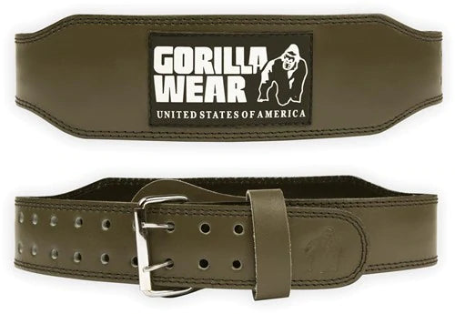 Gorilla Wear 4 Inch Padded Leather Belt - Armee Grün