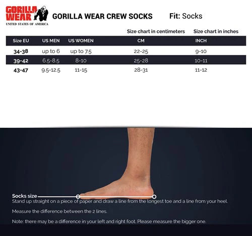 Gorilla Wear Crew Socken Weiss - 1 Paar