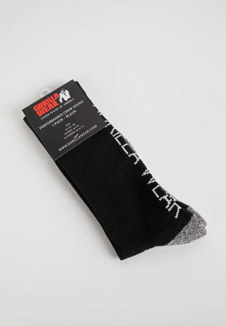 Gorilla Wear Performance Crew Socken Schwarz - 1 Paar