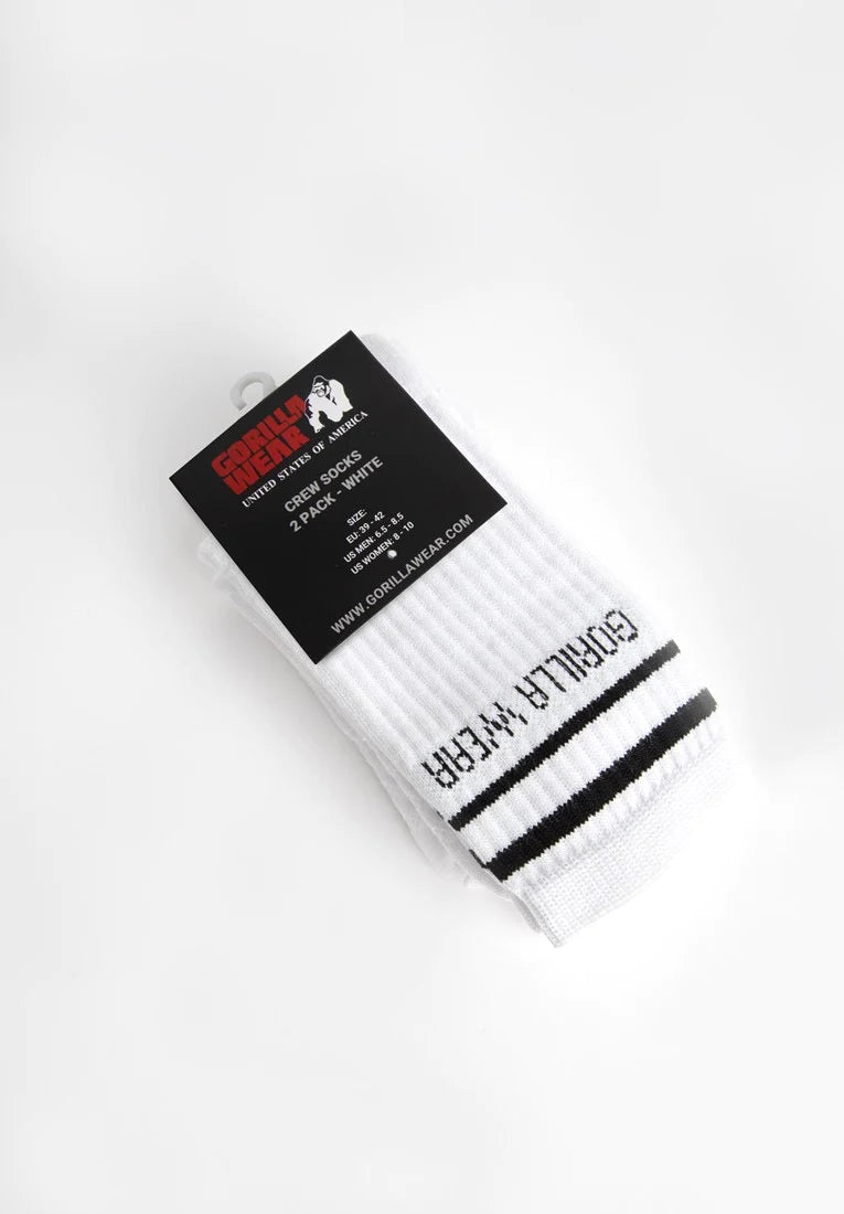 Gorilla Wear Crew Socken Weiss - 2 Paar