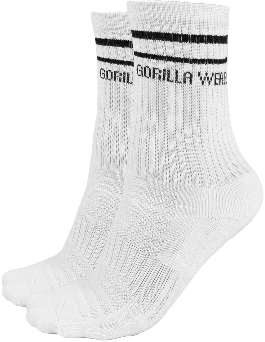 Gorilla Wear Crew Socken Weiss - 2 Paar