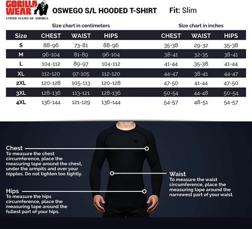 Gorilla Wear Oswego S/L Hooded T-Shirt - Schwarz
