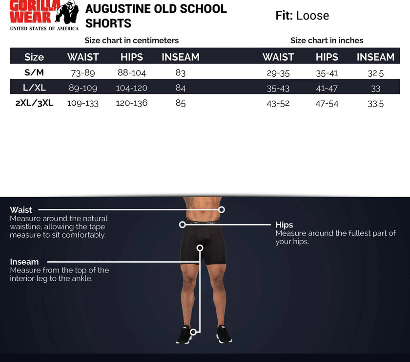 Gorilla Wear Augustine Old School Shorts - Grau/Schwarz