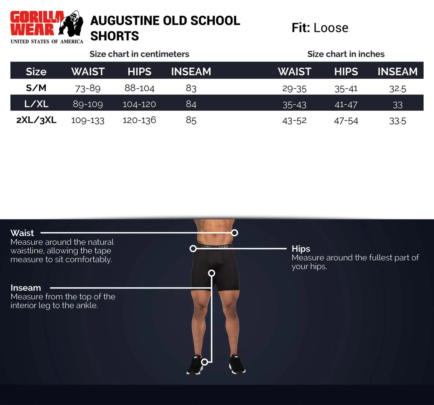 Gorilla Wear Augustine Old School Shorts - Schwarz/Weiss
