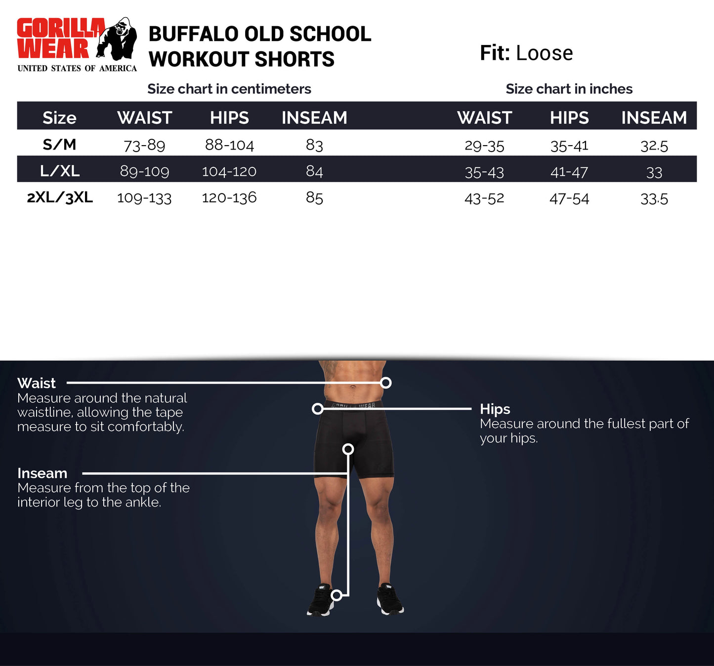 Buffalo Old School Workout Shorts - Schwarz/Rot
