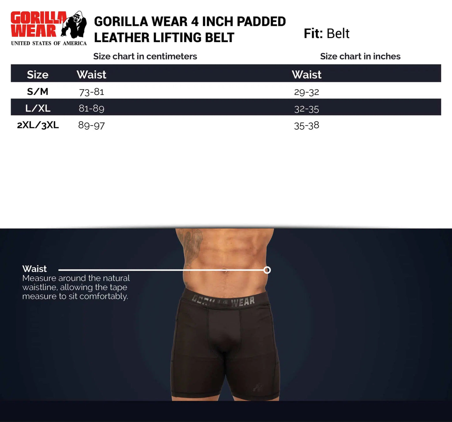 Gorilla Wear 4 Inch Padded Leather Belt - Schwarz/Rot