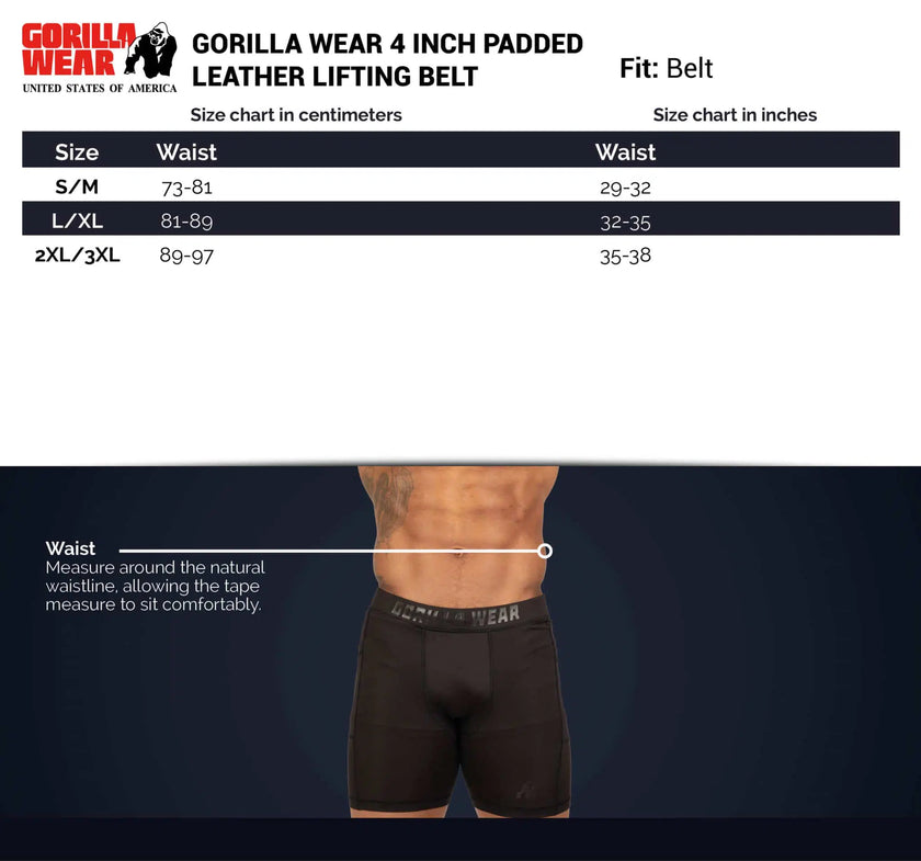 Gorilla Wear 4 Inch Padded Leather Belt - Armee Grün