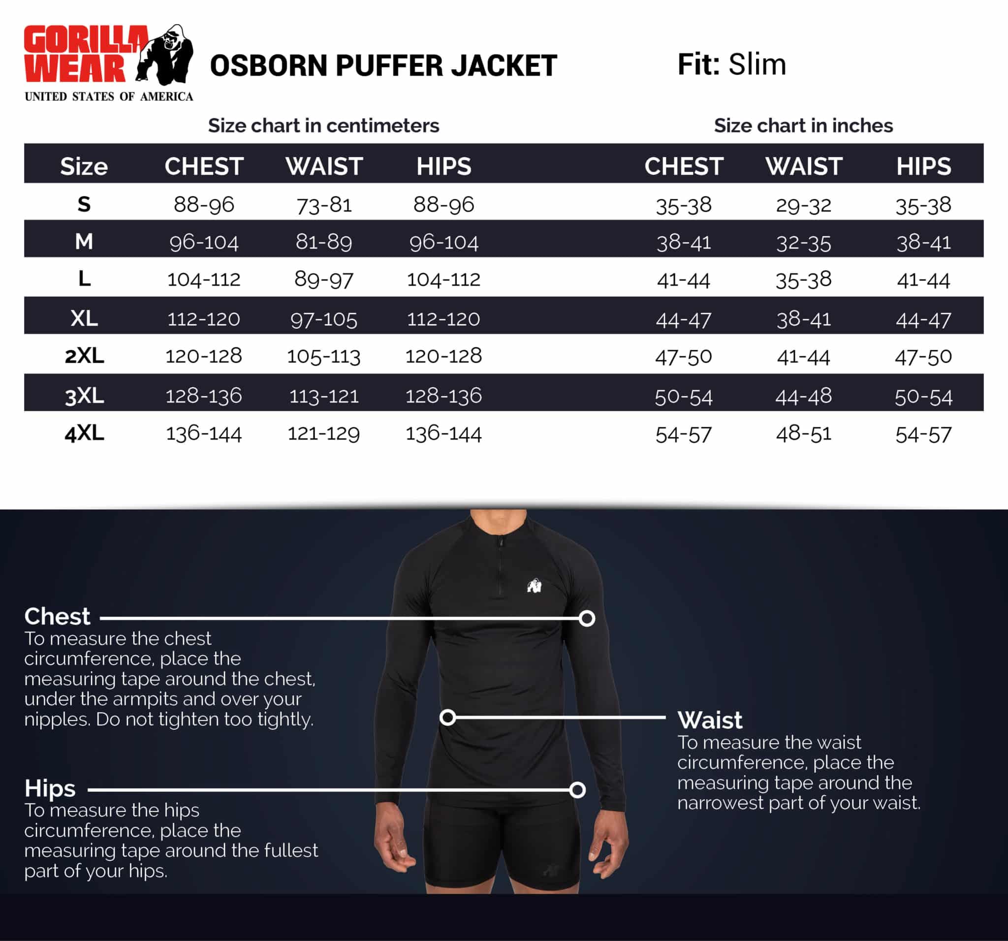 Gorilla Wear Osborn Puffer Jacke - Schwarz