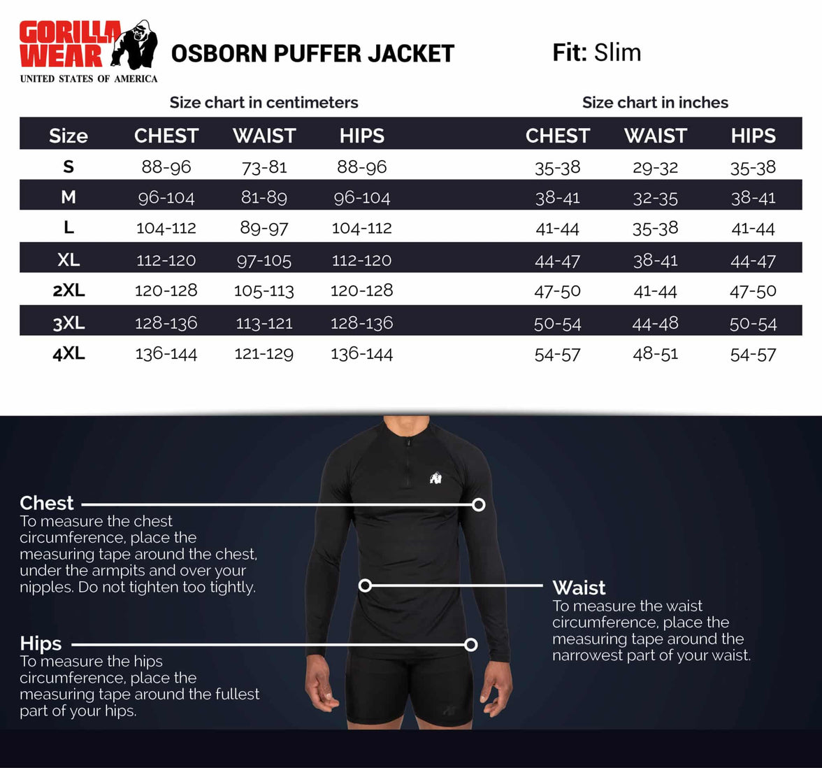 Gorilla Wear Osborn Puffer Jacke - Schwarz